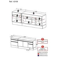 Kit Com 2 Balcões De Cozinha 150cm E 70cm Com Rodapé Veneza Multimóveis V2108 Branco Branco