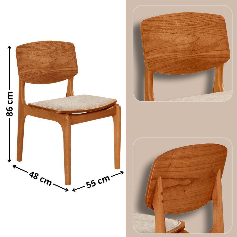 Mesa Com 4 Cadeiras Selene Malta Gold Moderna Mobília Linho Off / Imbuia Nat. - 3