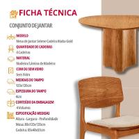 Mesa Com 4 Cadeiras Selene Malta Gold Moderna Mobília Linho Off / Imbuia Nat. - 7