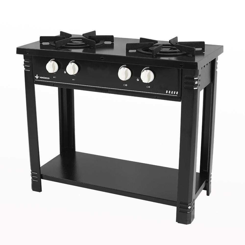 Fogão Industrial 2 Bocas Bravo Preto Venâncio + 2 Caçarolas Tramontina Turim - 7