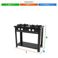 Fogão Industrial 2 Bocas Bravo Preto Venâncio + 2 Caçarolas Tramontina Turim - 3
