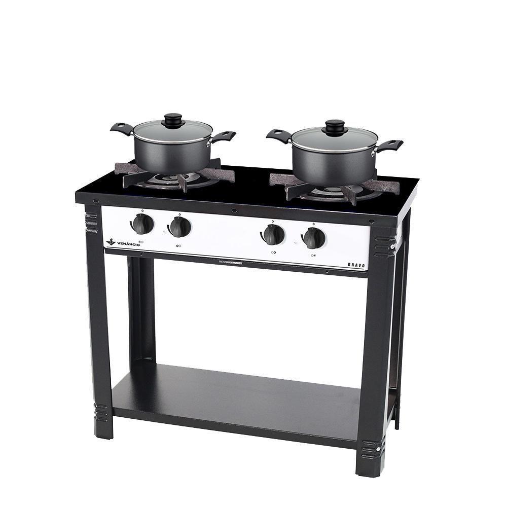 Fogão Industrial 2 Bocas Bravo Branco Venâncio + 2 Caçarolas Tramontina Turim - 1