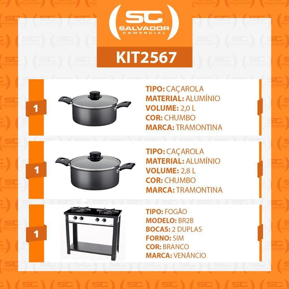 Fogão Industrial 2 Bocas Bravo Branco Venâncio + 2 Caçarolas Tramontina Turim - 2