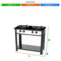 Fogão Industrial 2 Bocas Bravo Branco Venâncio + 2 Caçarolas Tramontina Turim - 3