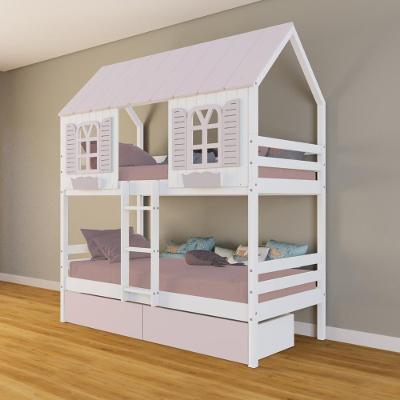 Beliche Casinha Bela Com 2 Gavetas Rosa - Madeira Maciça Branco/rosa