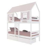 Beliche Casinha Bela Com 2 Gavetas - Madeira Maciça Branco/rosa - 2