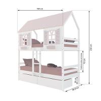 Beliche Casinha Bela Com 2 Gavetas - Madeira Maciça Branco/rosa - 3