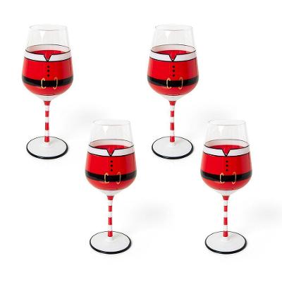 Taça Copa E Cia 4 Peças Christmas 510ml Em Vidro Gold