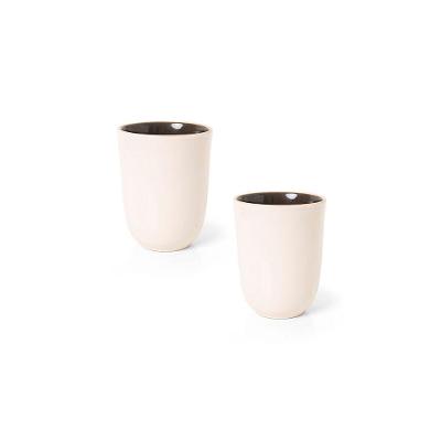 Jogo De Caneca Copa E Cia 2 Peças Harmonie Em Cerâmica Mocca