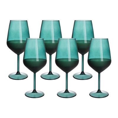 Jogo De Taças Copa E Cia 6 Peças Duo 490ml Em Vidro Verde Esmeralda
