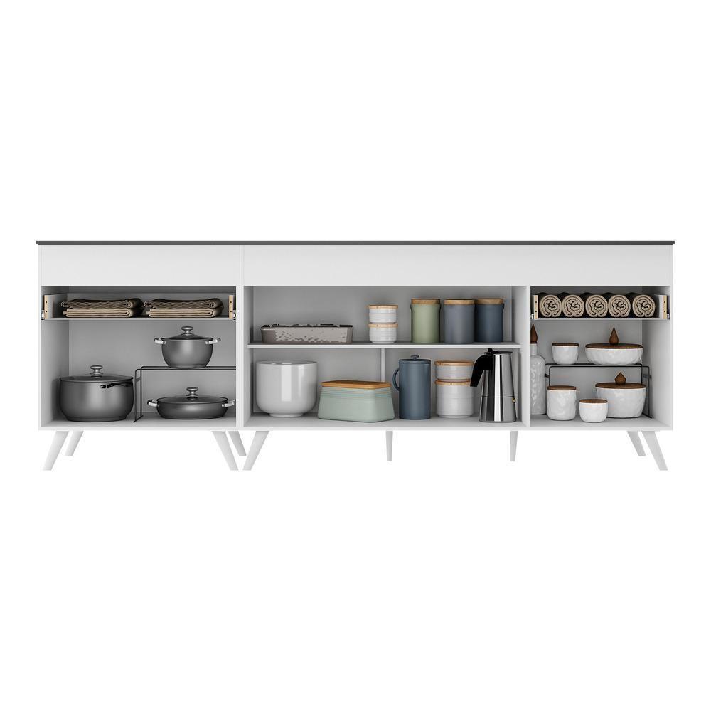 Kit Com 2 Balcões De Cozinha 150cm E 70cm Veneza Multimóveis V2073 Branco Branco - 6