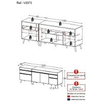 Kit Com 2 Balcões De Cozinha 150cm E 70cm Veneza Multimóveis V2073 Branco Branco - 3