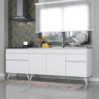 Kit Com 2 Balcões De Cozinha 150cm E 70cm Veneza Multimóveis V2073 Branco Branco - 5