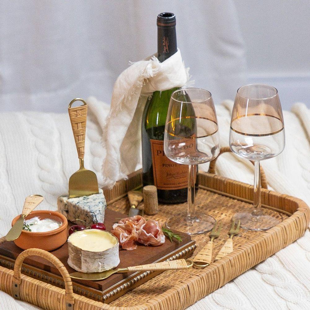 Jogo De Taças Copa E Cia 6 Peças Duo Filetada Ouro 430 Ml Em Vidro Rosê - 4