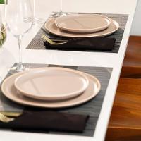 Jogo Americano Copa E Cia 6 Peças Tramado Loom 35 X 48 Cm Listras Grafite