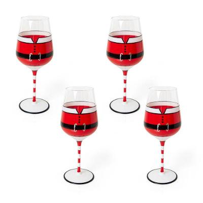 Taça Copa E Cia 4 Peças Christmas 510ml Em Vidro Silver