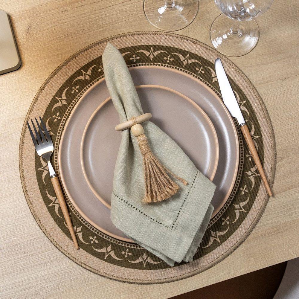 Jogo Americano Copa E Cia Avulso Liva Circular Print Mandala Taupe - 2