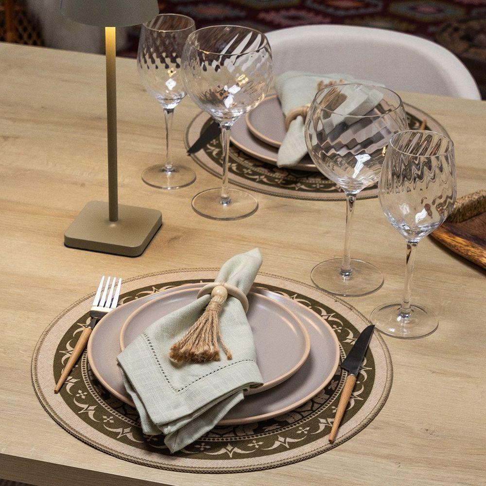 Jogo Americano Copa E Cia Avulso Liva Circular Print Mandala Taupe - 3