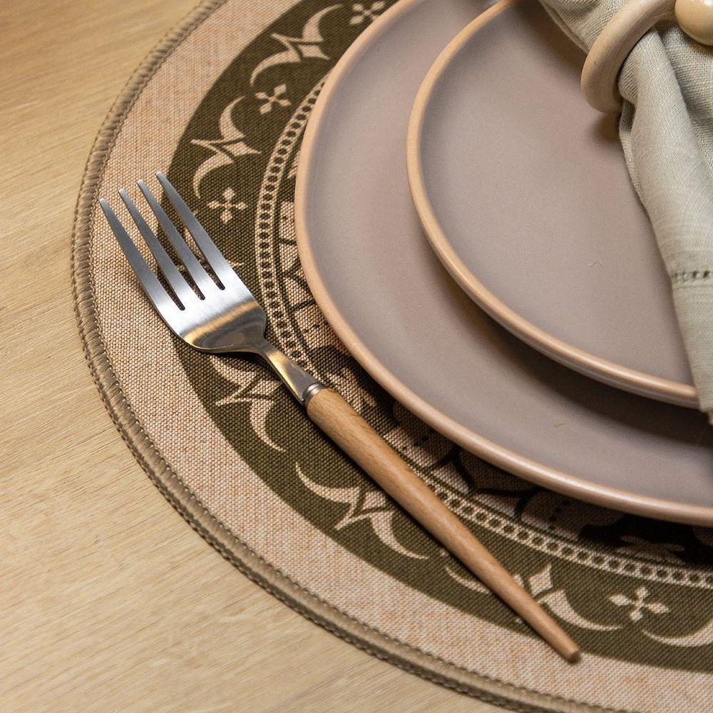 Jogo Americano Copa E Cia Avulso Liva Circular Print Mandala Taupe - 4