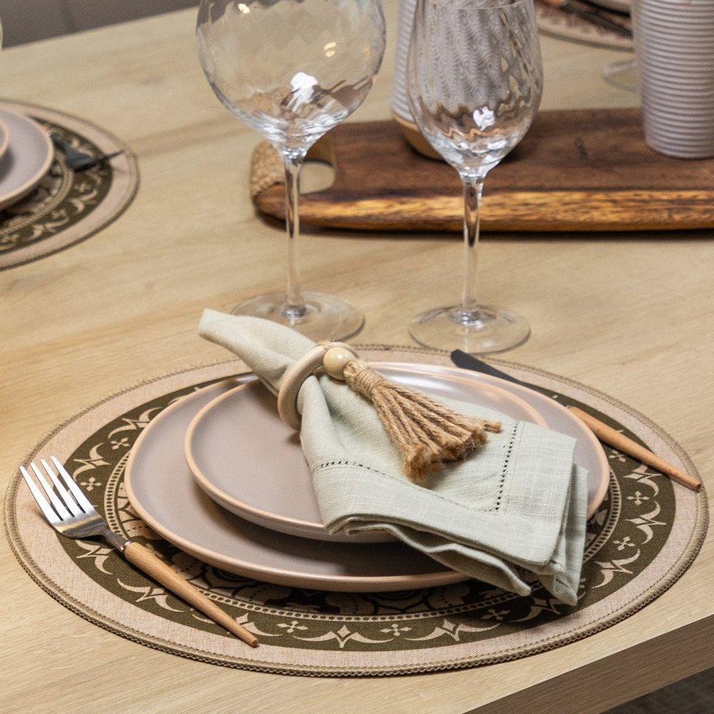 Jogo Americano Copa E Cia Avulso Liva Circular Print Mandala Taupe - 5