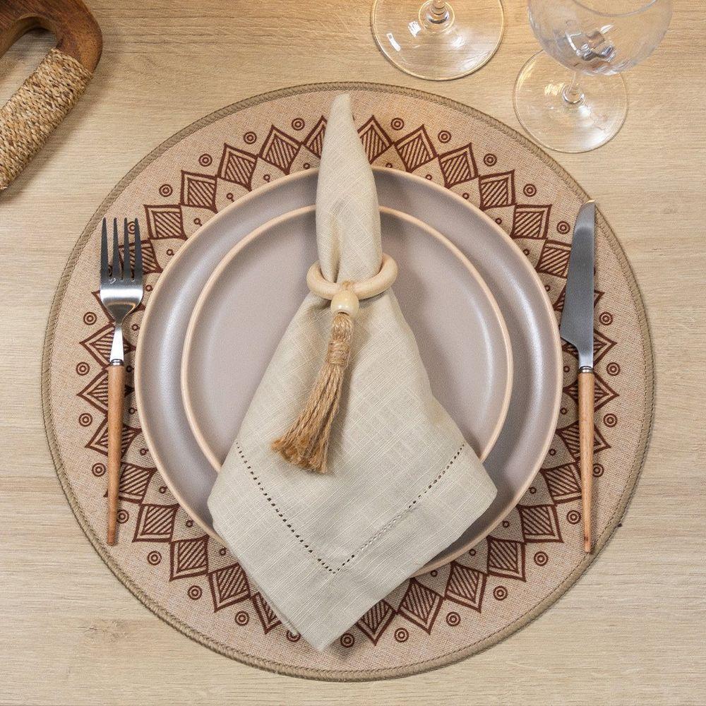 Jogo Americano Copa E Cia Avulso Liva Circular Print Mandala Areia - 4