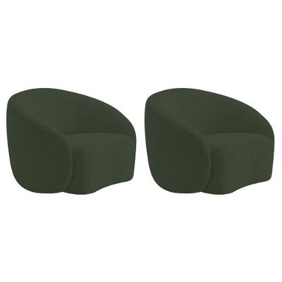 Kit 02 Poltronas Orgânica Luxo Recepção Amore Linho - Doce Sonho Móveis Verde