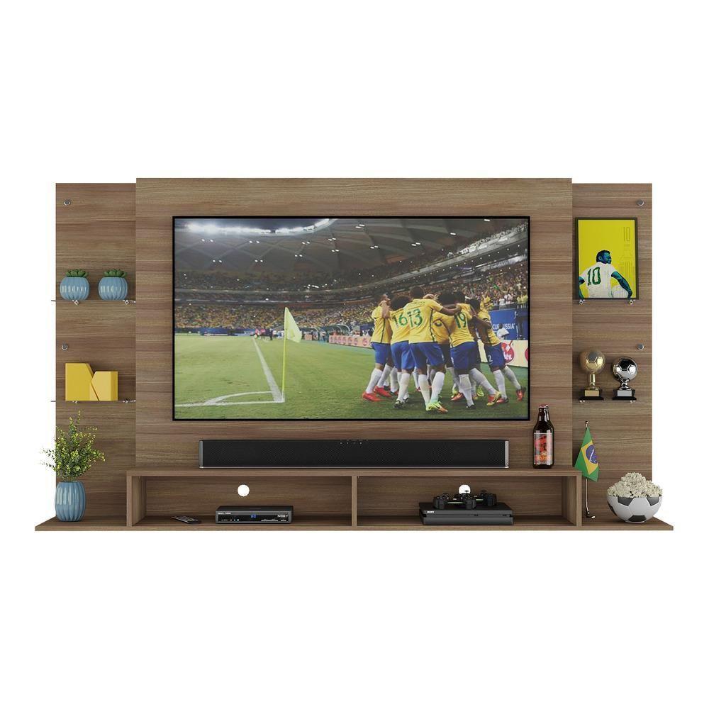 Painel Tv 60" Com Prateleiras De Vidro Brasil Multimóveis Br2739 Madeirado - 3