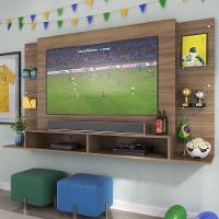 Painel Tv 60" Com Prateleiras De Vidro Brasil Multimóveis Br2739 Madeirado - 1