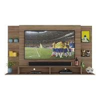 Painel Tv 60" Com Prateleiras De Vidro Brasil Multimóveis Br2739 Madeirado - 3