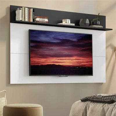 Painel Tv 65 C/ Prateleira Amsterdã Plus Branco/Preto