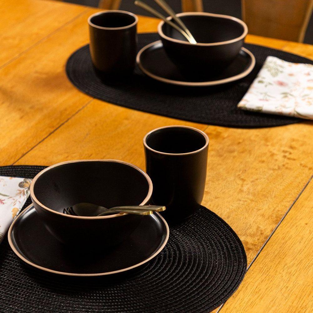 Jogo Americano Copa E Cia 6 Peças Luna Oval Preto - 2