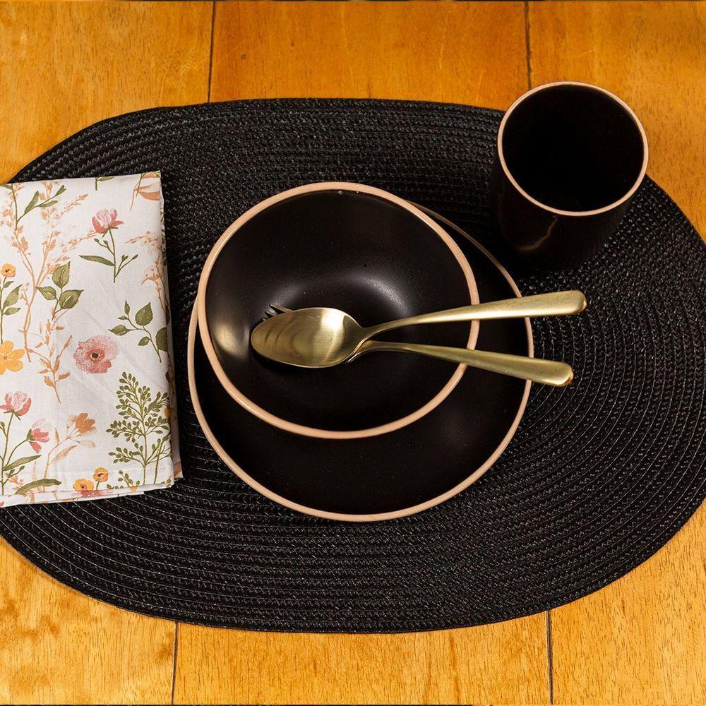 Jogo Americano Copa E Cia 6 Peças Luna Oval Preto - 3