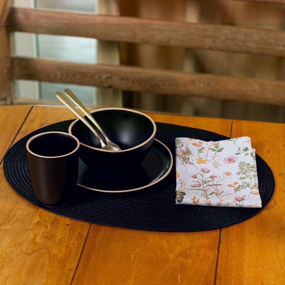 Jogo Americano Copa E Cia 6 Peças Luna Oval Preto - 4