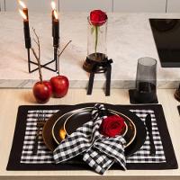 Jogo Americano Copa E Cia 2 Peças Dupla Face Xadrez Preto E Branco - 2