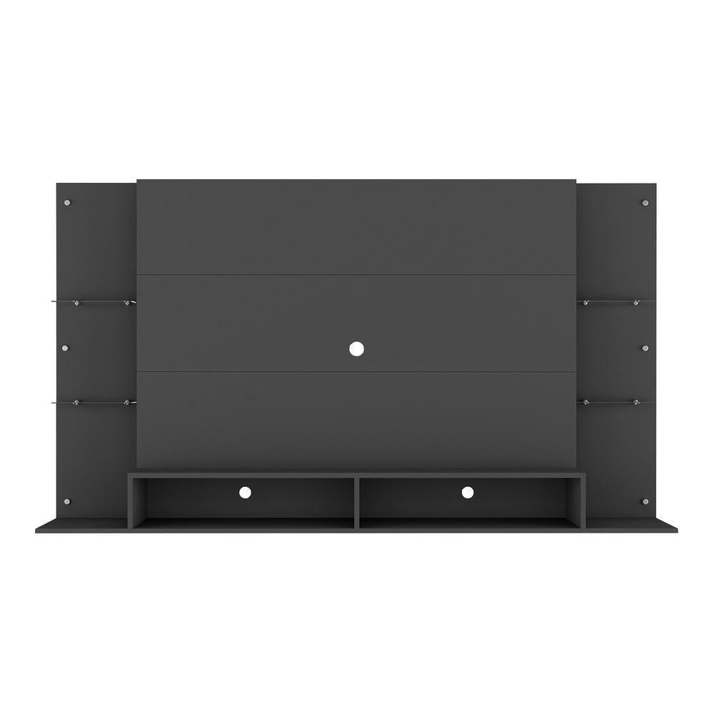 Painel Tv 60" Com Suporte E Prateleiras De Vidro Brasil Multimóveis Br3071 Preto - 2