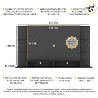 Painel Tv 60" Com Suporte E Prateleiras De Vidro Brasil Multimóveis Br3071 Preto - 5