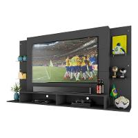 Painel Tv 60" Com Suporte E Prateleiras De Vidro Brasil Multimóveis Br3071 Preto - 6