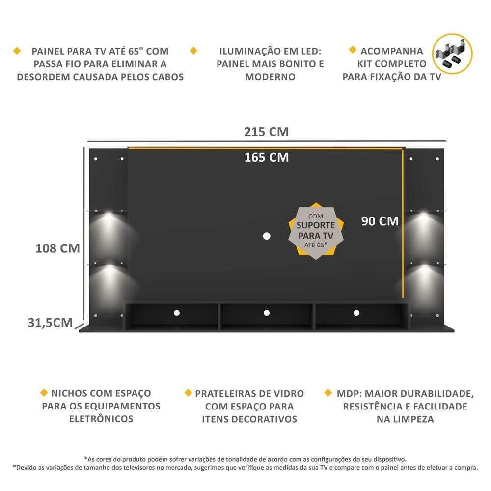 Painel Com Suporte Tv 65´´ E 4 Leds Vegas Premium - 7