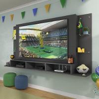 Painel Tv 65" Com Prateleiras De Vidro Brasil Plus Multimóveis Br3113 Preto - 1