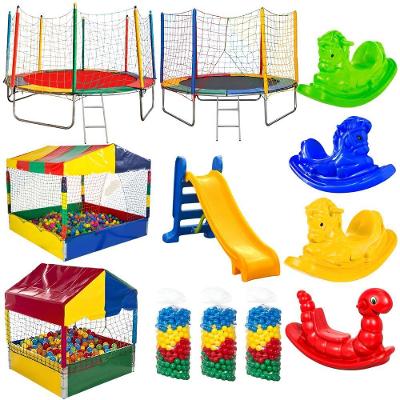 Kit Com Pula Pula Piscina De Bolinhas Escorregador E Gangorra Infantil