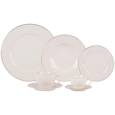 Aparelho De Jantar 42 Peças Lavish Em Porcelana L´hermitage Branco