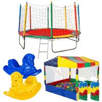 Cama Elastica Pula Pula 3m Piscina De Bolinhas 1,50m Com 1000 Bolinhas Escorrega 2 Gangorras - 1