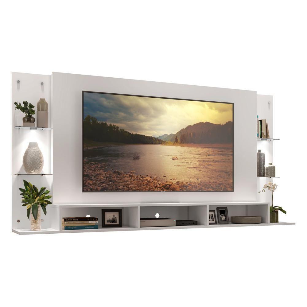 Painel Com Suporte Tv 65" E 2 Leds Vegas Premium Multimóveis V3673 Branco Branco - 1