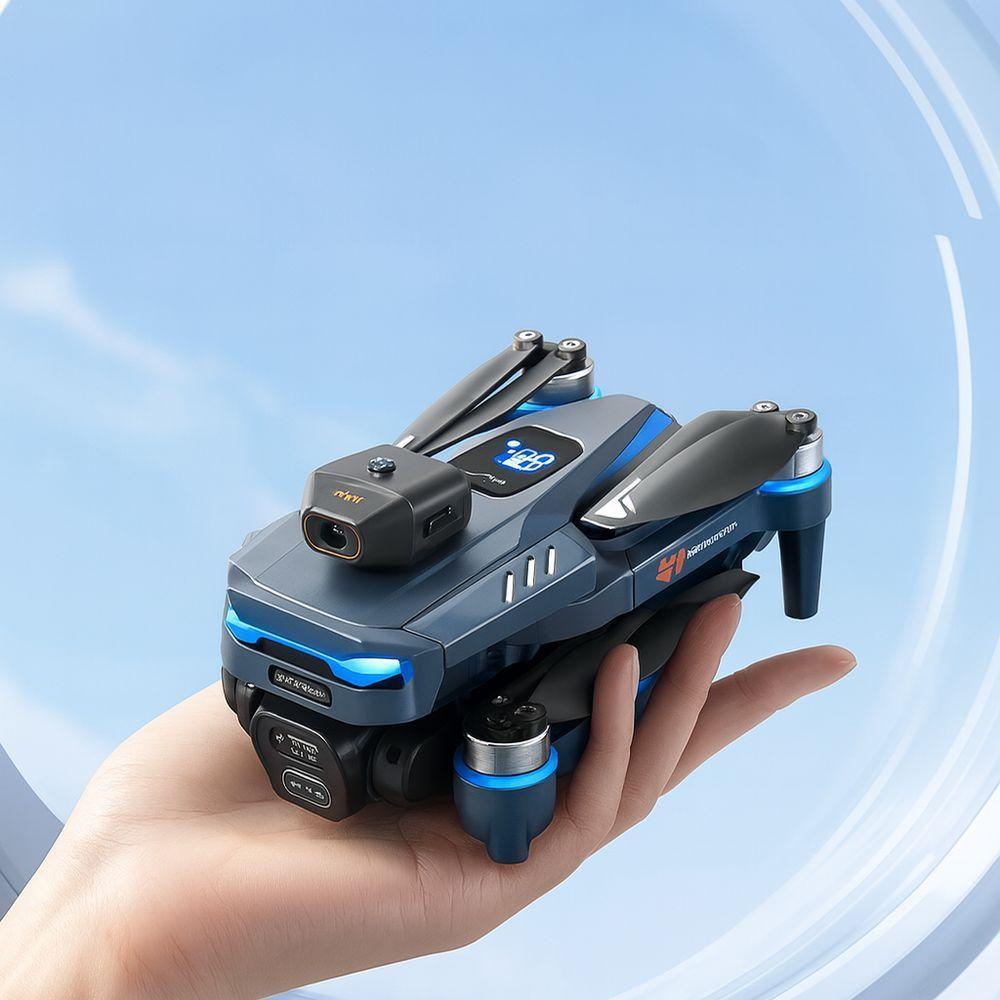 Drone Gt8 4k Hd Dobrável Com Controle Lcd E Estabilização Inteligente – Compacto, Portátil E De Alta Performance - Cinza - 4