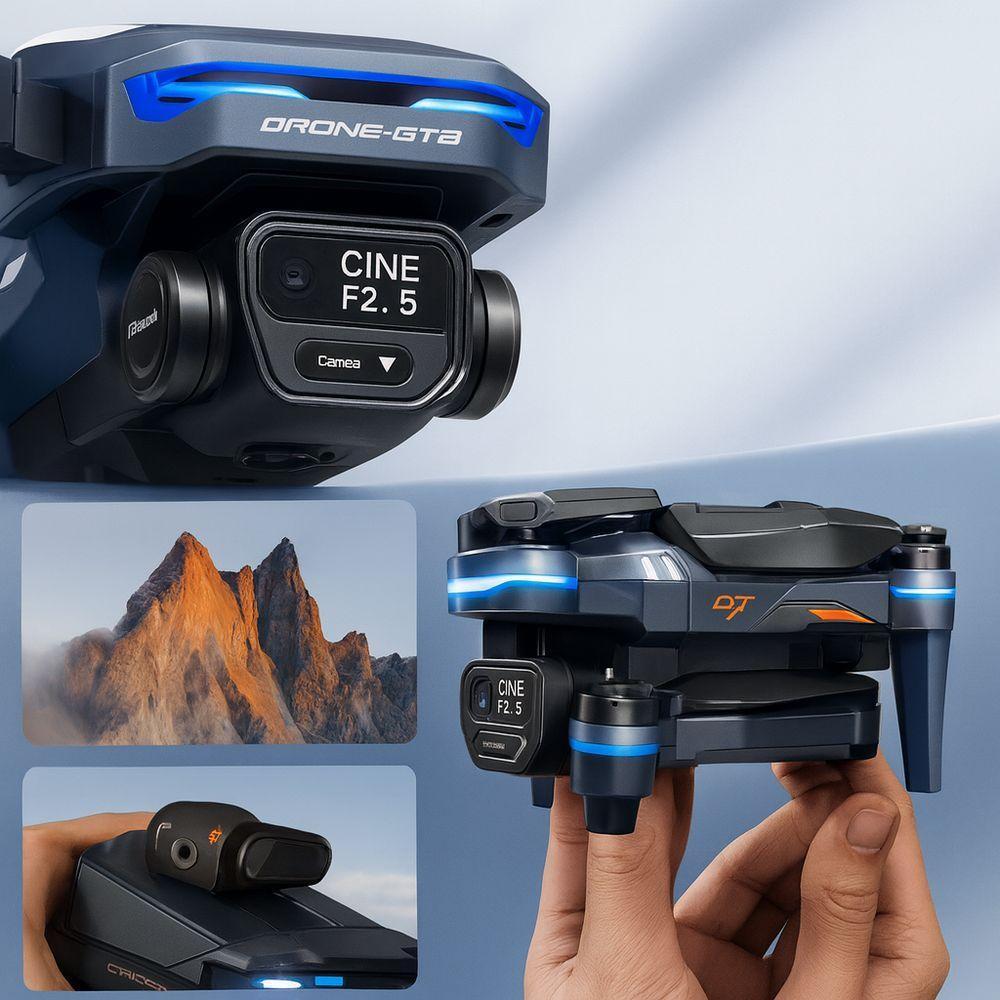 Drone Gt8 4k Hd Dobrável Com Controle Lcd E Estabilização Inteligente – Compacto, Portátil E De Alta Performance - Cinza - 6