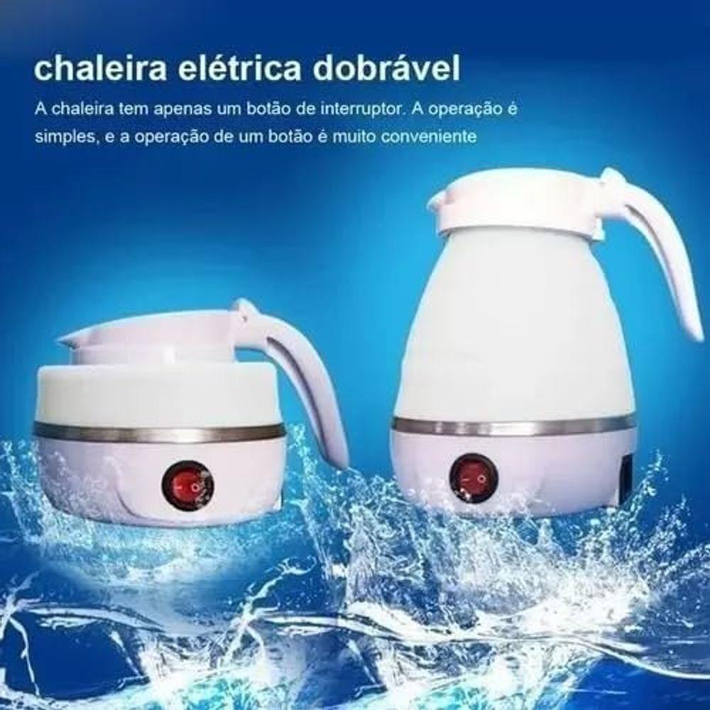 Chaleira Elétrica Dobrável Portátil 600ml – Silicone + Aço Inox, Compacta E Ideal Para Viagem E Camping 110V - 4