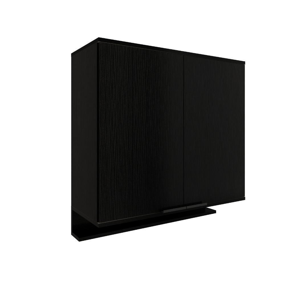 Armário Aéreo De Cozinha Miami 800mm 2 Portas C Porta Temperos Carraro Preto Touch - 1