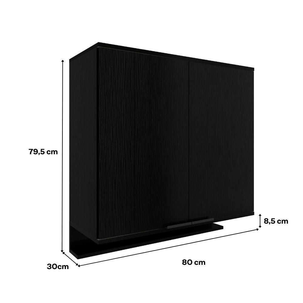 Armário Aéreo De Cozinha Miami 800mm 2 Portas C Porta Temperos Carraro Preto Touch - 2