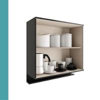 Armário Aéreo De Cozinha Miami 800mm 2 Portas C Porta Temperos Carraro Preto Touch - 3