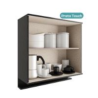 Armário Aéreo De Cozinha Miami 800mm 2 Portas C Porta Temperos Carraro Preto Touch